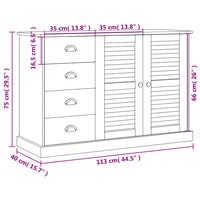 Credenza con Cassetti VIGO 113x40x75 cm Legno Massello di Pino 353187