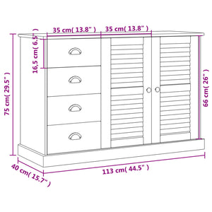 Credenza con Cassetti VIGO 113x40x75 cm Legno Massello di Pino 353187