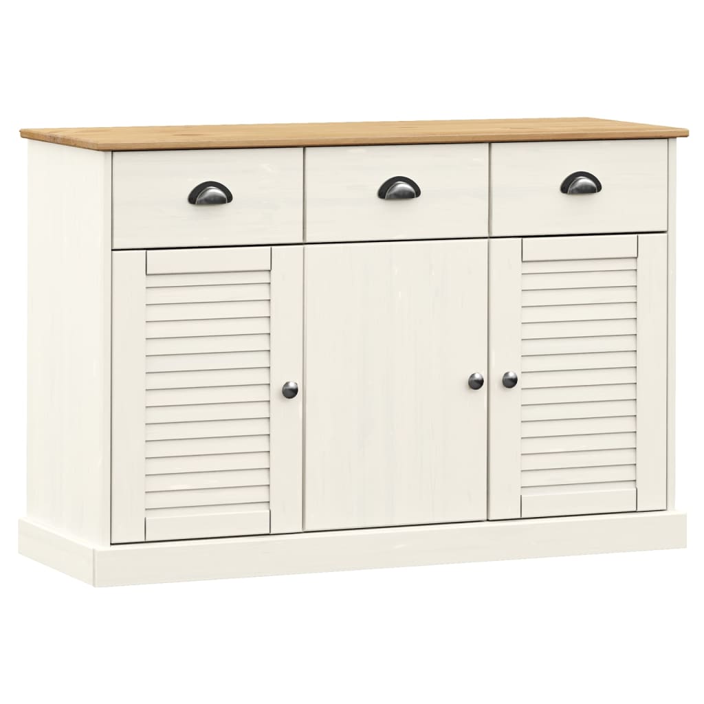 Credenza Cassetti VIGO 113x40x75 cm Legno Massello Pino Bianco 353191