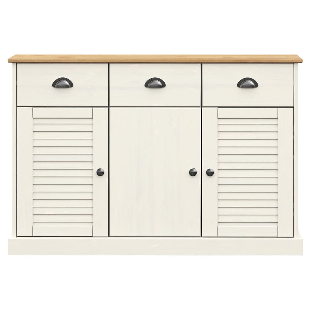 Credenza Cassetti VIGO 113x40x75 cm Legno Massello Pino Bianco 353191