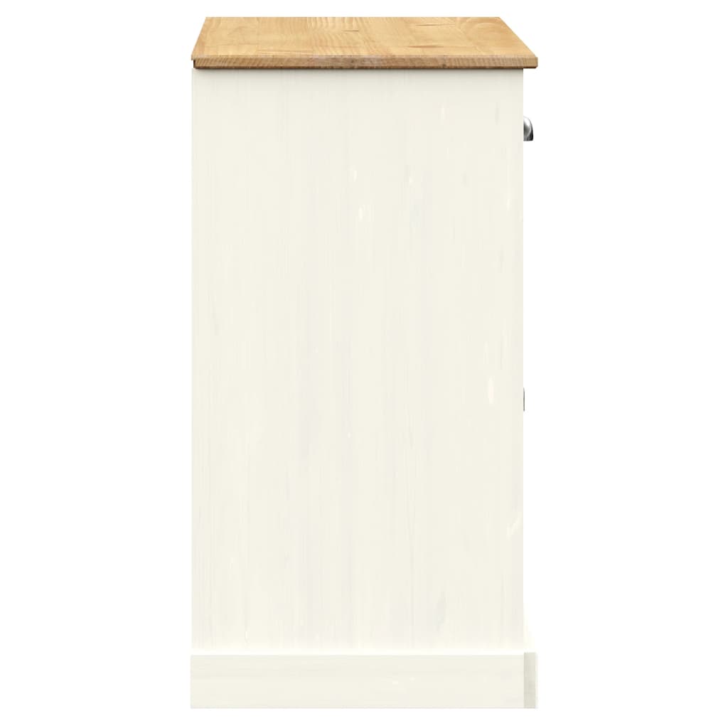 Credenza Cassetti VIGO 113x40x75 cm Legno Massello Pino Bianco 353191