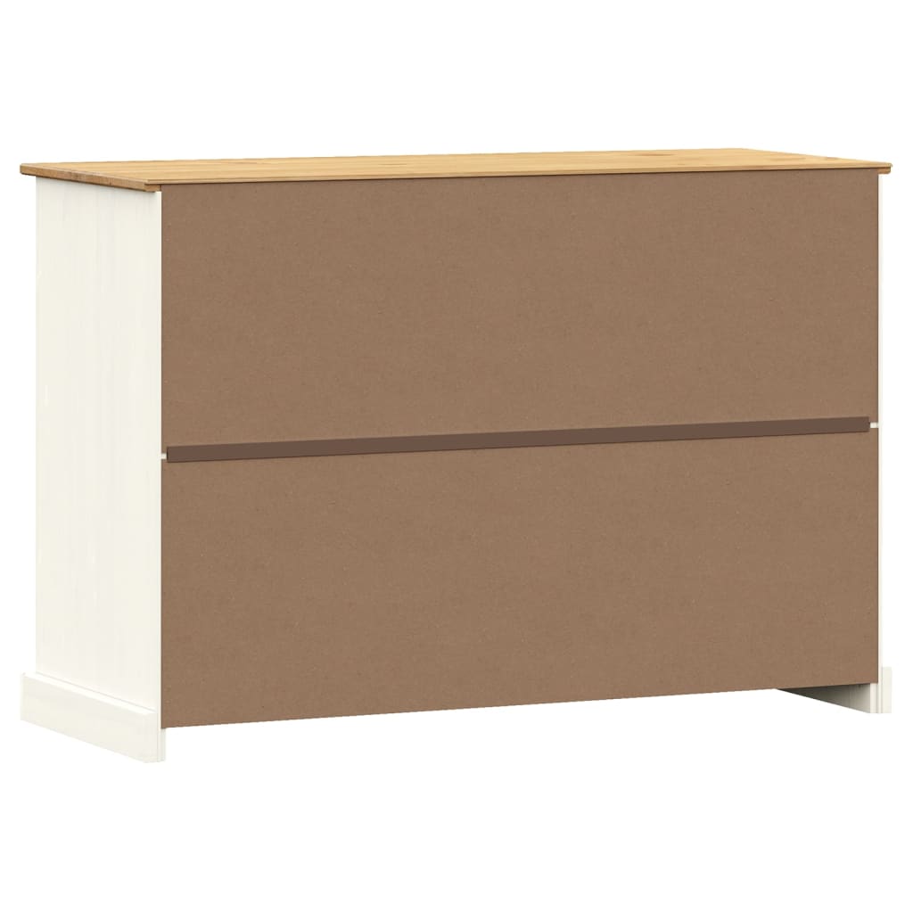 Credenza Cassetti VIGO 113x40x75 cm Legno Massello Pino Bianco 353191