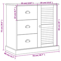 Credenza con Cassetti VIGO 78x40x75cm Legno Massello Pino 353199