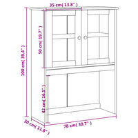 Piano Comò VIGO 78x30x100 cm in Legno Massello di Pino 353205