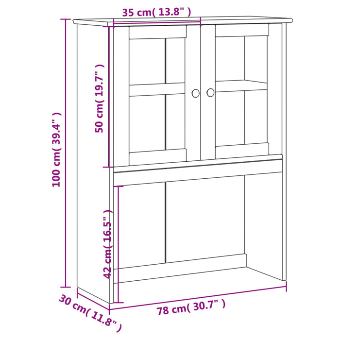 Piano Comò VIGO 78x30x100 cm in Legno Massello di Pino 353205