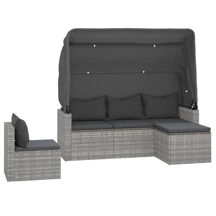 Set Divani da Giardino 4 pz con Cuscini in Polyrattan Grigiocod mxl 100540