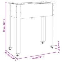 Fioriera Ruote e Fodera Marrone 71x37x80cm Legno Massello Abete 3157824