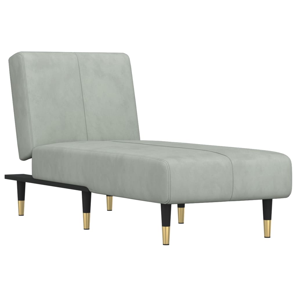 Chaise Longue in Velluto Grigio Chiaro 352793