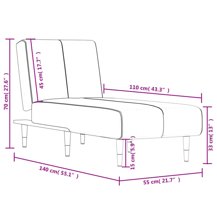 Chaise Longue in Velluto Grigio Chiaro 352793