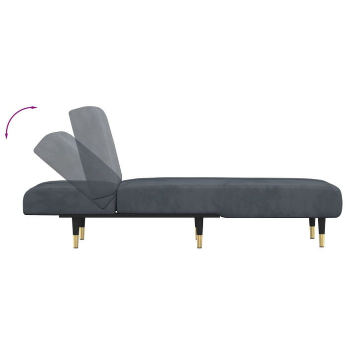 Chaise Longue in Velluto Grigio Scuro 352794