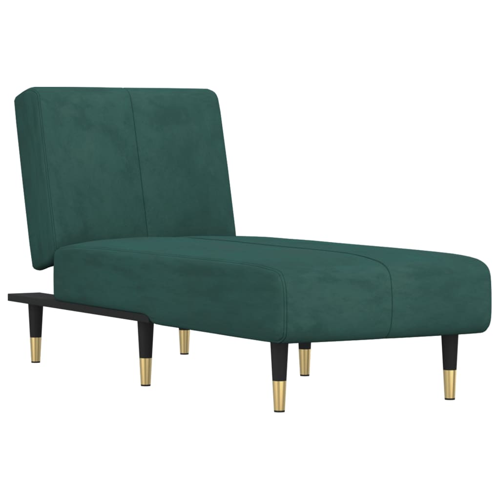 Chaise Longue in Velluto Verde Scuro 352795