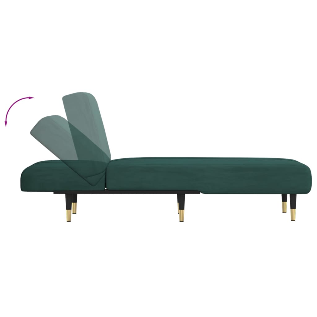 Chaise Longue in Velluto Verde Scuro 352795