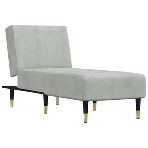 Chaise Longue in Velluto Grigio Chiaro 352802