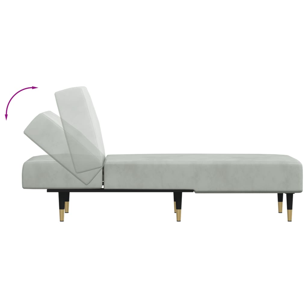 Chaise Longue in Velluto Grigio Chiaro 352802