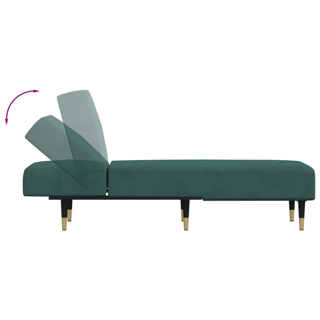 Chaise Longue in Velluto Verde Scuro 352804