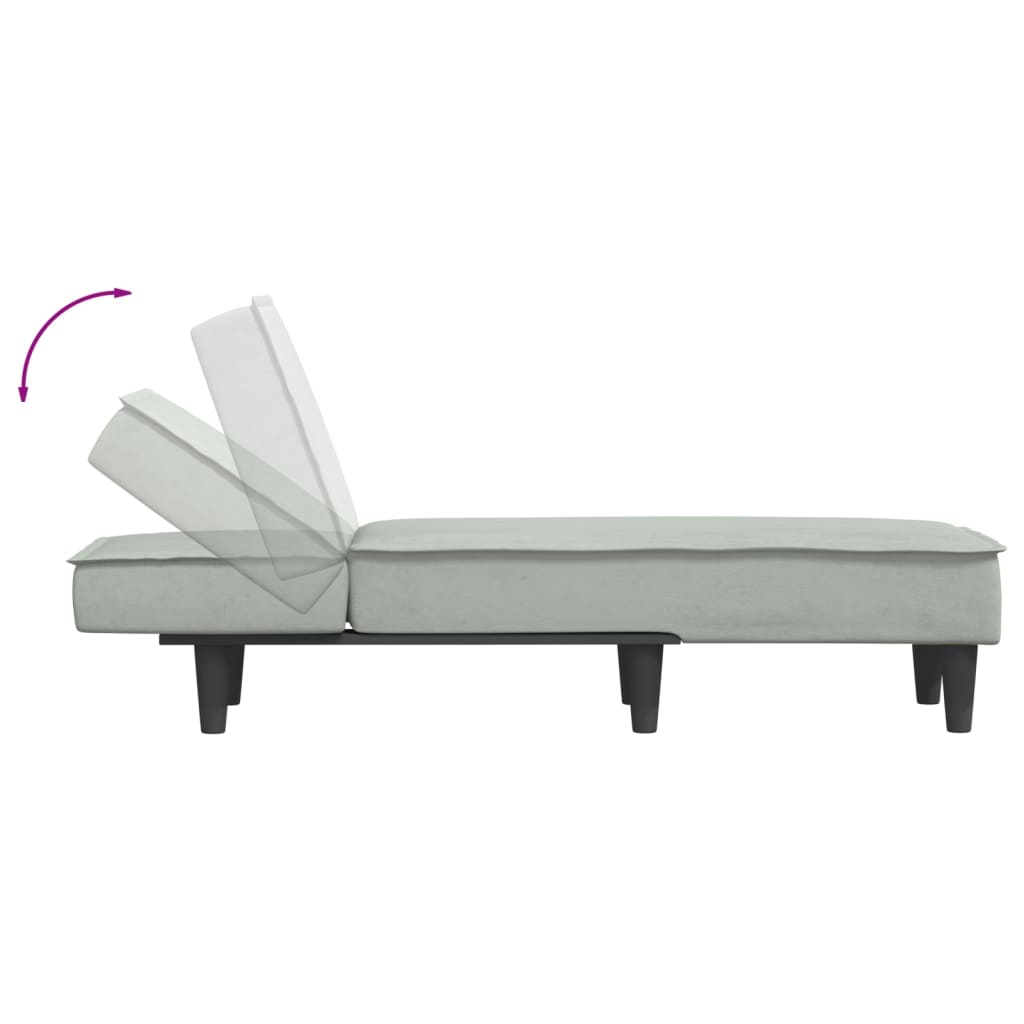 Chaise Longue in Velluto Grigio Chiaro 352835