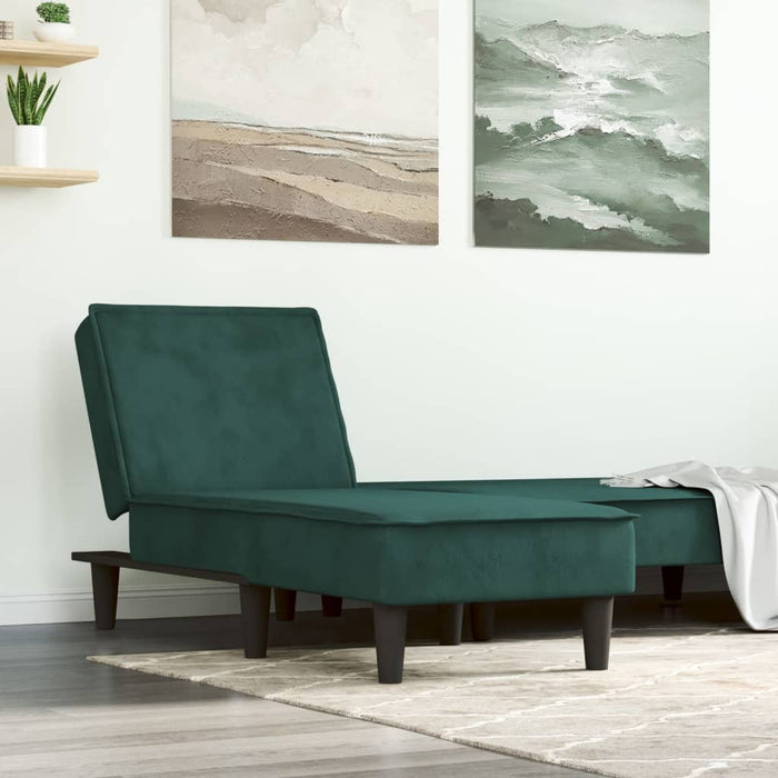 Chaise Longue in Velluto Verde Scuro 352837