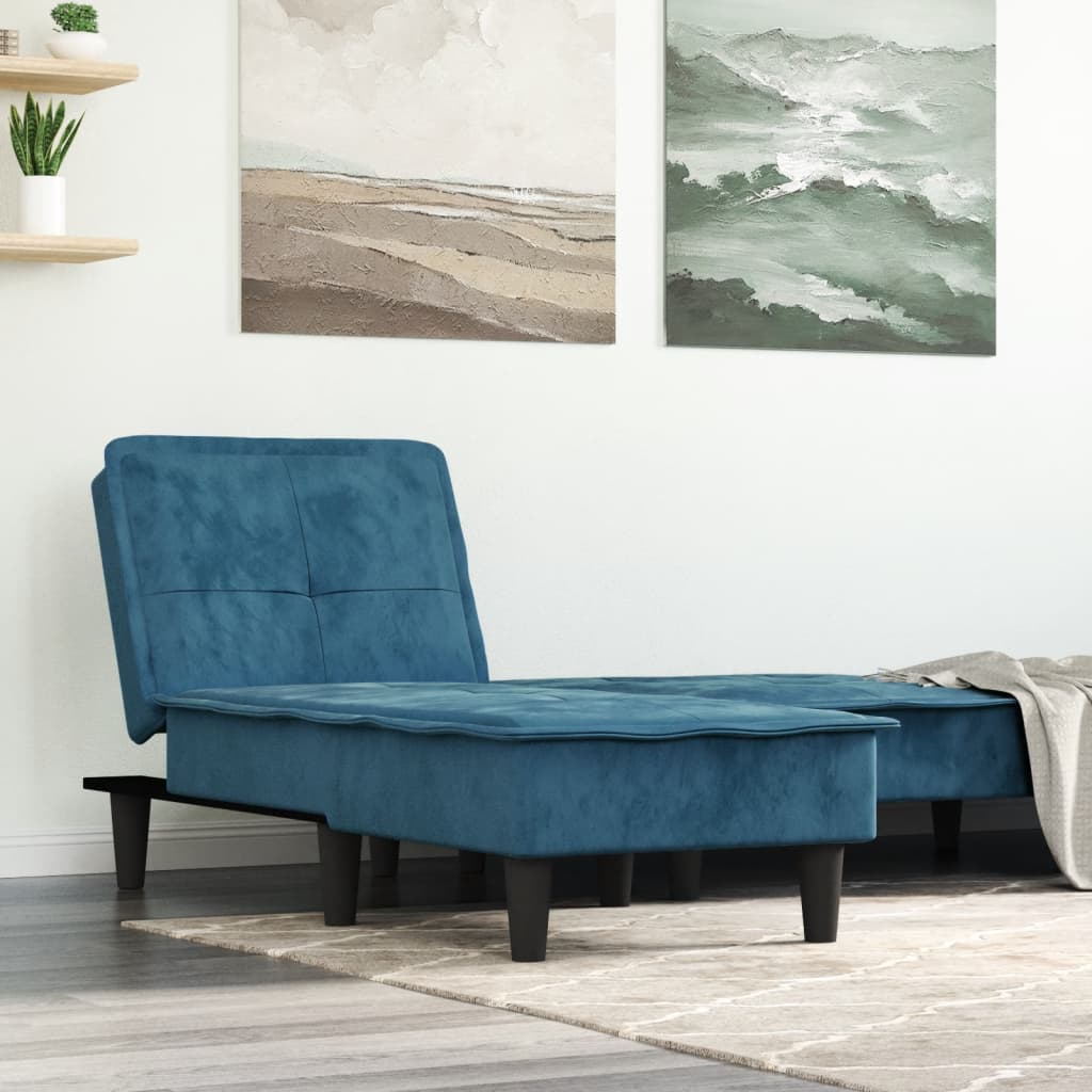 Chaise Longue in Velluto Blu 352843