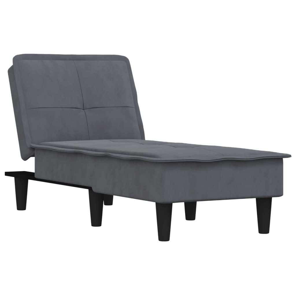 Chaise Longue in Velluto Grigio Scuro 352845