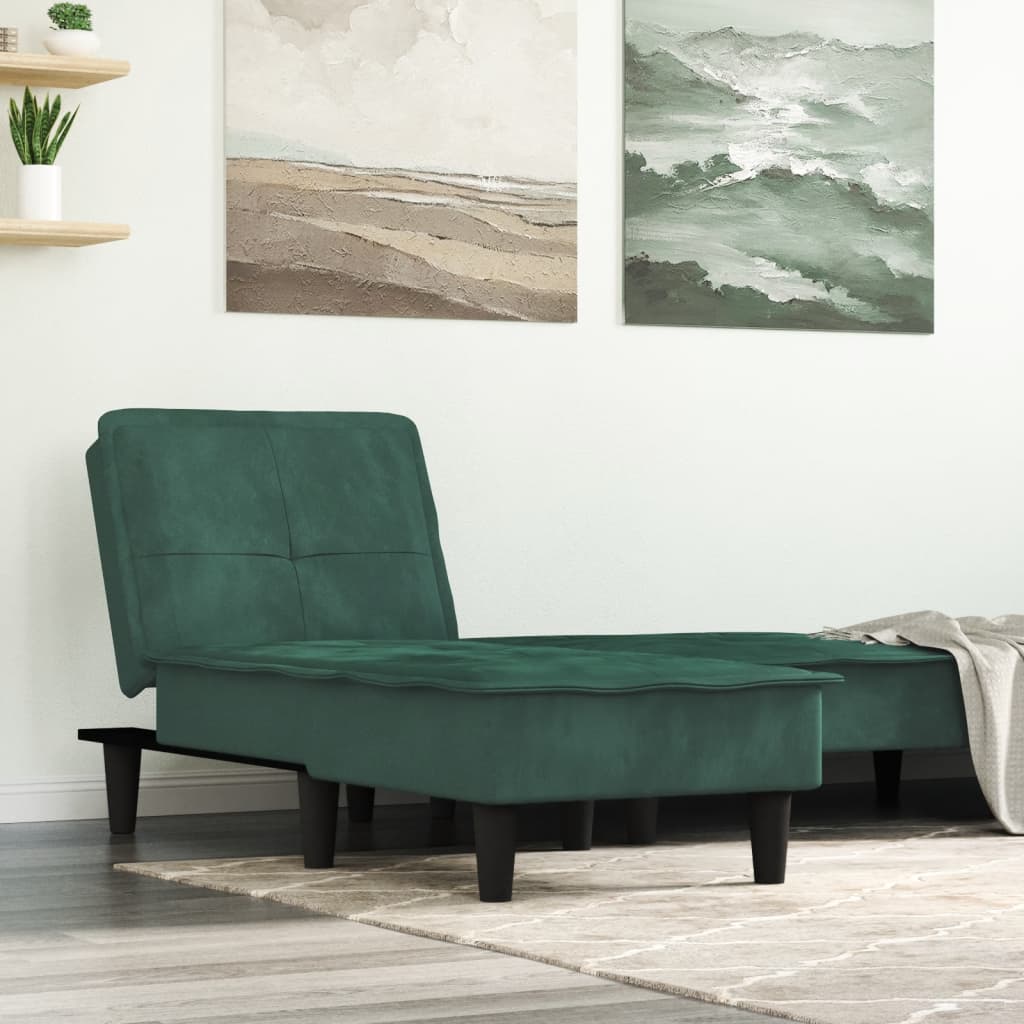 Chaise Longue in Velluto Verde Scuro 352846