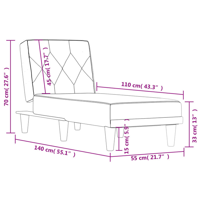 Chaise Longue in Tessuto Grigio Chiaro 352856