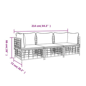 Set Divani da Giardino 3 pz con Cuscini Antracite in Polyrattan 3186695