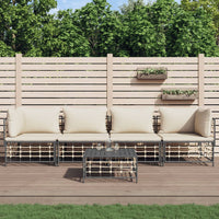 Set Divani da Giardino 5 pz con Cuscini Antracite in Polyrattancod mxl 124469