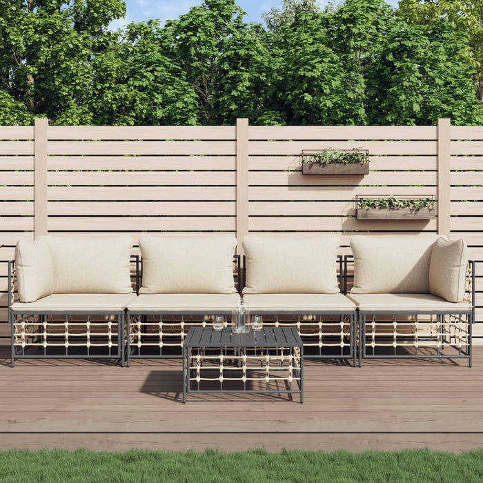 Set Divani da Giardino 5 pz con Cuscini Antracite in Polyrattancod mxl 124469