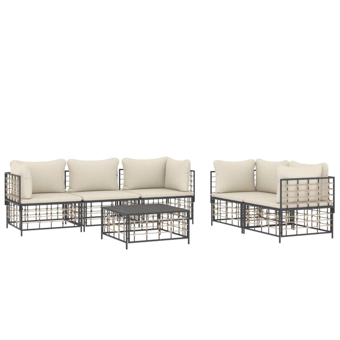 Set Divani da Giardino 6 pz con Cuscini Antracite in Polyrattan 3186704