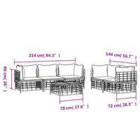 Set Divani da Giardino 6 pz con Cuscini Antracite in Polyrattan 3186704