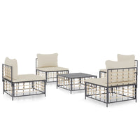 Set Divani da Giardino 5 pz con Cuscini Antracite in Polyrattan 3186710