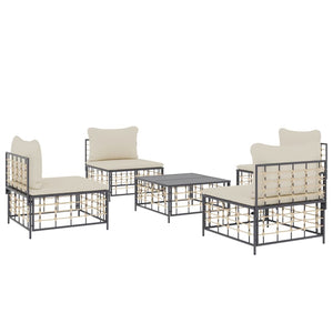 Set Divani da Giardino 5 pz con Cuscini Antracite in Polyrattan 3186710