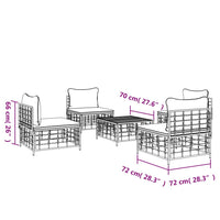 Set Divani da Giardino 5 pz con Cuscini Antracite in Polyrattan 3186710