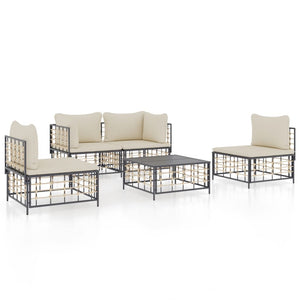 Set Divani da Giardino 5 pz con Cuscini Antracite in Polyrattan 3186714