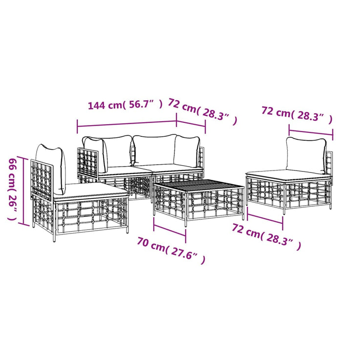 Set Divani da Giardino 5 pz con Cuscini Antracite in Polyrattan 3186715