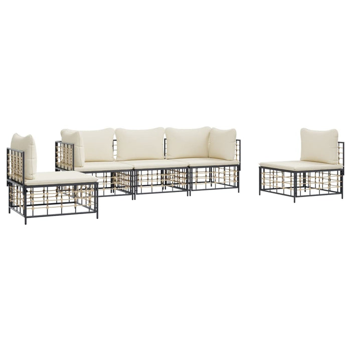 Set Divani da Giardino 5 pz con Cuscini Antracite in Polyrattan 3186716