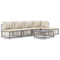 Set Divani da Giardino 6 pz con Cuscini Antracite in Polyrattan 3186736