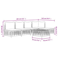 Set Divani da Giardino 6 pz con Cuscini Antracite in Polyrattan 3186736