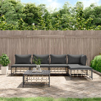 Set Divani da Giardino 6 pz con Cuscini Antracite in Polyrattan 3186737