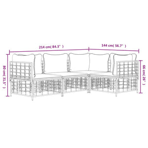 Set Divani da Giardino 4 pz con Cuscini Antracite in Polyrattan 3186746