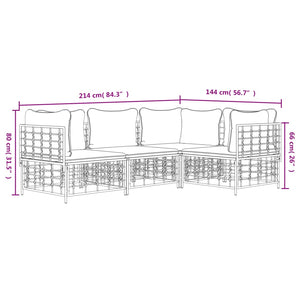 Set Divani da Giardino 4 pz con Cuscini Antracite in Polyrattan 3186747