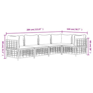 Set Divani da Giardino 5 pz con Cuscini Antracite in Polyrattan 3186751