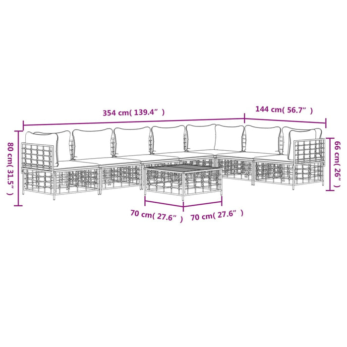 Set Divani da Giardino 8 pz con Cuscini Antracite in Polyrattan 3186762