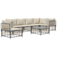 Set Divani da Giardino 7 pz con Cuscini Antracite in Polyrattan 3186766