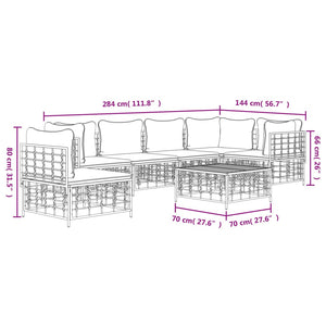 Set Divani da Giardino 7 pz con Cuscini Antracite in Polyrattan 3186766