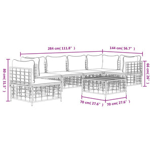 Set Divani da Giardino 7 pz con Cuscini Antracite in Polyrattan 3186767