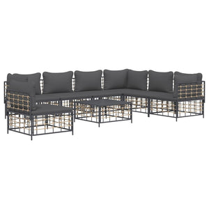 Set Divani da Giardino 8 pz con Cuscini Antracite in Polyrattan 3186769