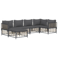 Set Divani da Giardino 6 pz con Cuscini Antracite in Polyrattan 3186771