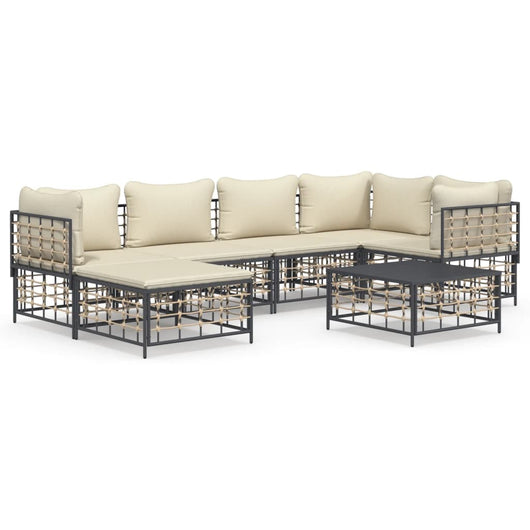 Set Divani da Giardino 7 pz con Cuscini Antracite in Polyrattan 3186772