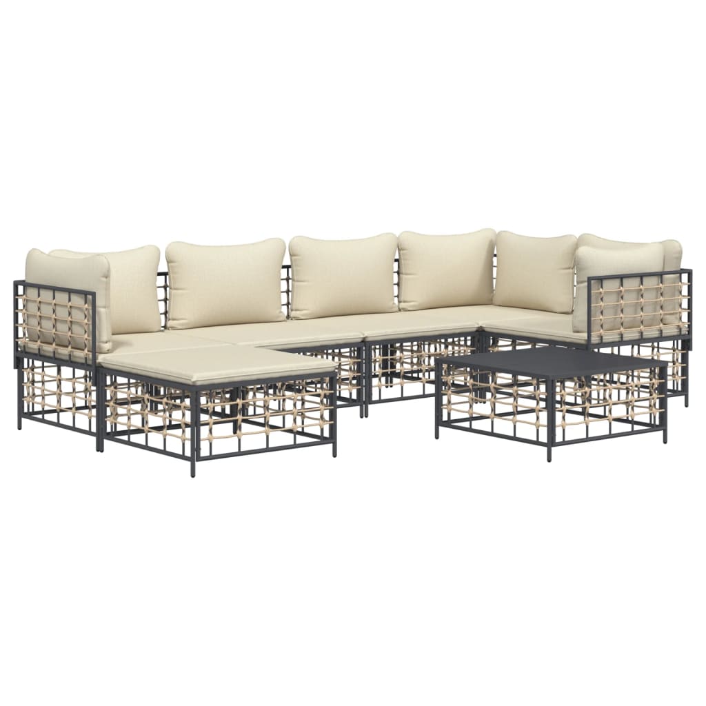 Set Divani da Giardino 7 pz con Cuscini Antracite in Polyrattan 3186772